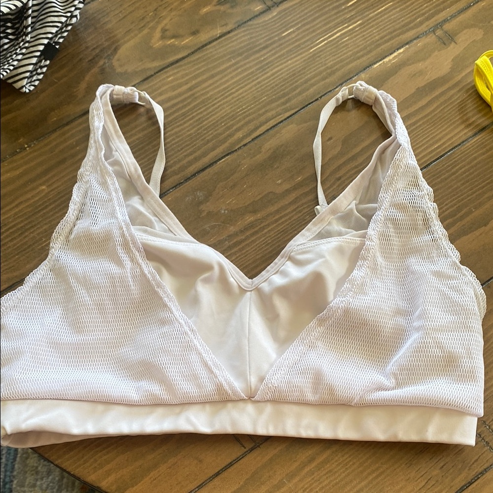 Free People White Wireless Bralette with Stretchy Fabric